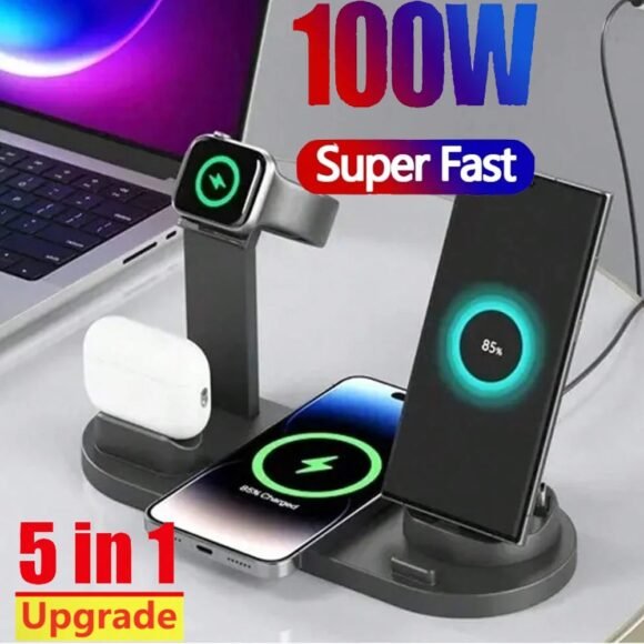 5 in 1 Universal Fast Charging Wireless Charger Stand Foldable Charging Station For Apple iWatch 8 7 Samsung Huawei IPhone 16 15 - Image 6