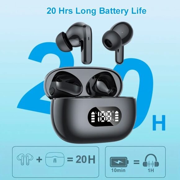 Wireless Earphone 40dB Noise Cancelling Bluetooth 5.3 Headphone 6 Mic ENC with LED Display HD Call TWS Earbuds Transparency Mode - Image 4