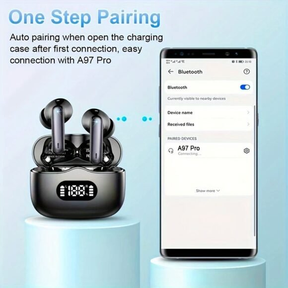 Wireless Earphone 40dB Noise Cancelling Bluetooth 5.3 Headphone 6 Mic ENC with LED Display HD Call TWS Earbuds Transparency Mode - Image 3